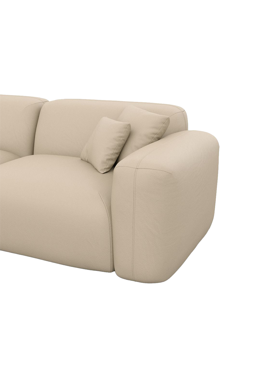 
7-Sitzer Design Echtleder Panorama-Sofa „Aras XXL“ - Echtleder Beige / Lange Seite links
