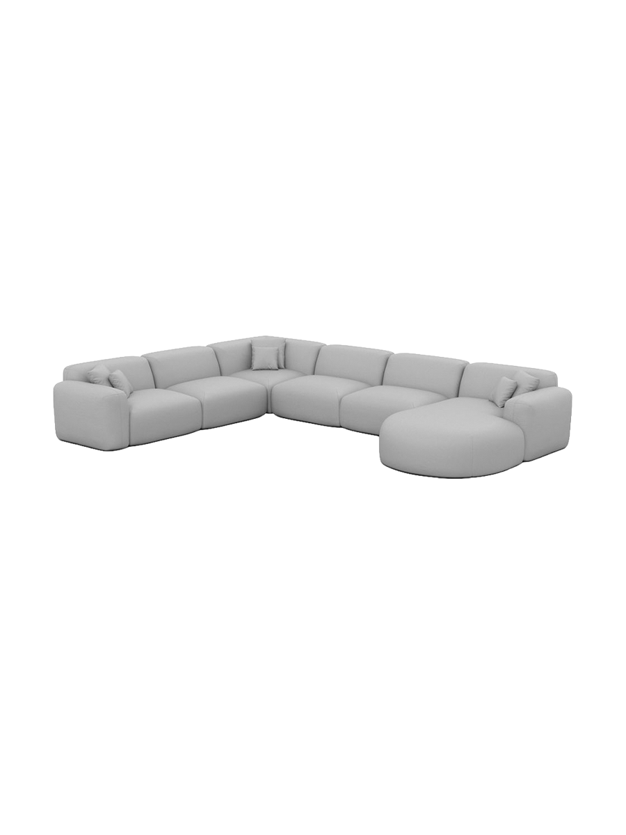 
7-Sitzer Design Echtleder Panorama-Sofa „Aras XXL“ - Echtleder Beige / Lange Seite links