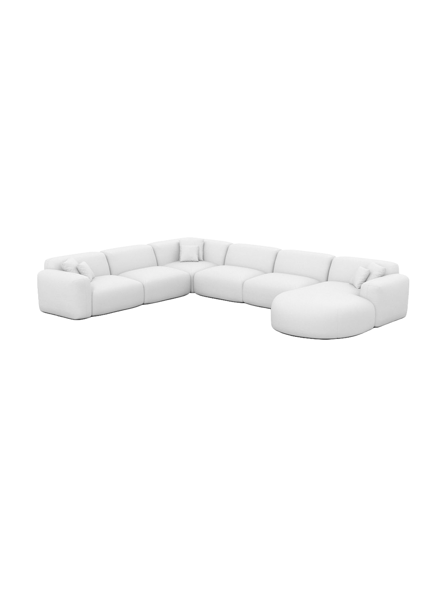 
7-Sitzer Design Echtleder Panorama-Sofa „Aras XXL“ - Echtleder Beige / Lange Seite links
