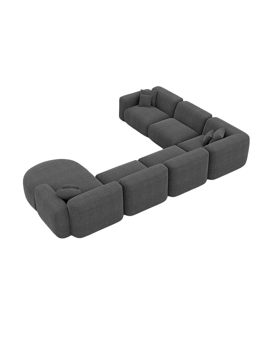 
7-Sitzer Design Panorama-Sofa „Aras XXL“ mit Strukturstoff-Bezug - Strukturstoff Anthrazit / Lange Seite links