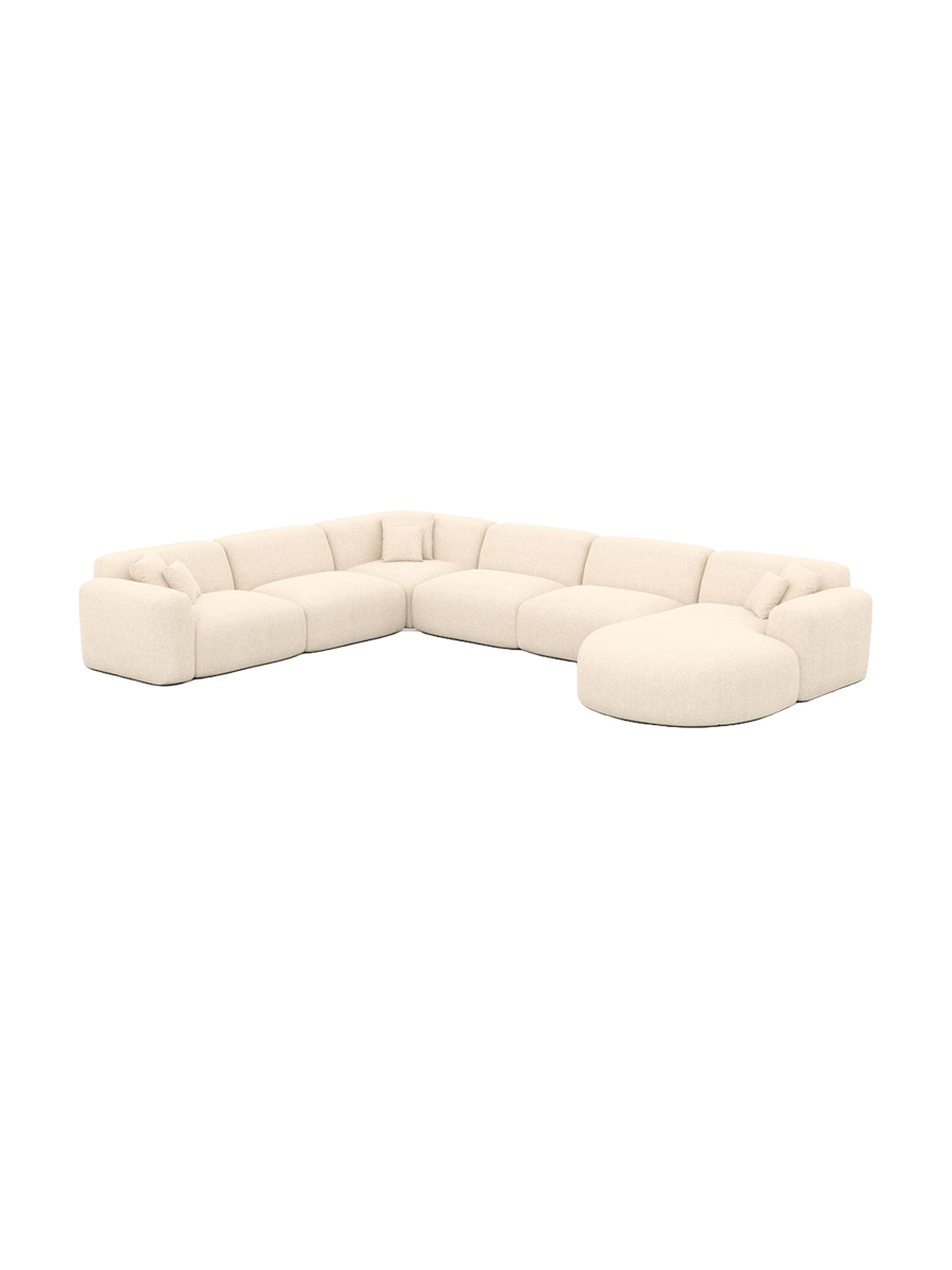 
7-Sitzer Design Panorama-Sofa „Aras XXL“ mit Strukturstoff-Bezug - Strukturstoff Anthrazit / Lange Seite links