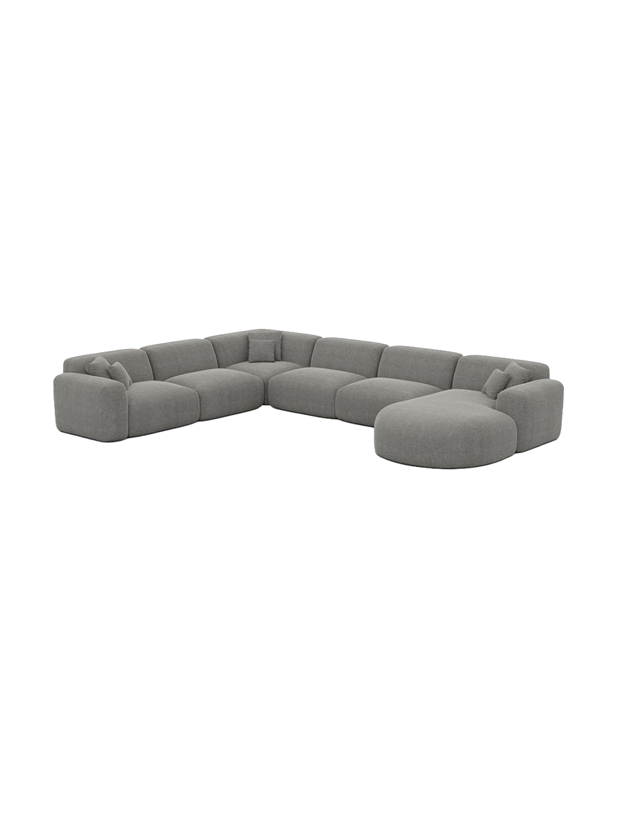 
7-Sitzer Design Panorama-Sofa „Aras XXL“ mit Strukturstoff-Bezug - Strukturstoff Anthrazit / Lange Seite links