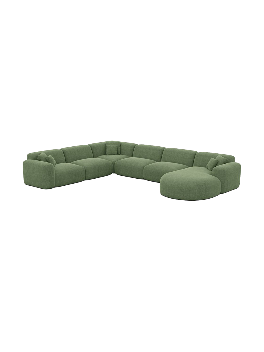 
7-Sitzer Design Panorama-Sofa „Aras XXL“ mit Strukturstoff-Bezug - Strukturstoff Anthrazit / Lange Seite links