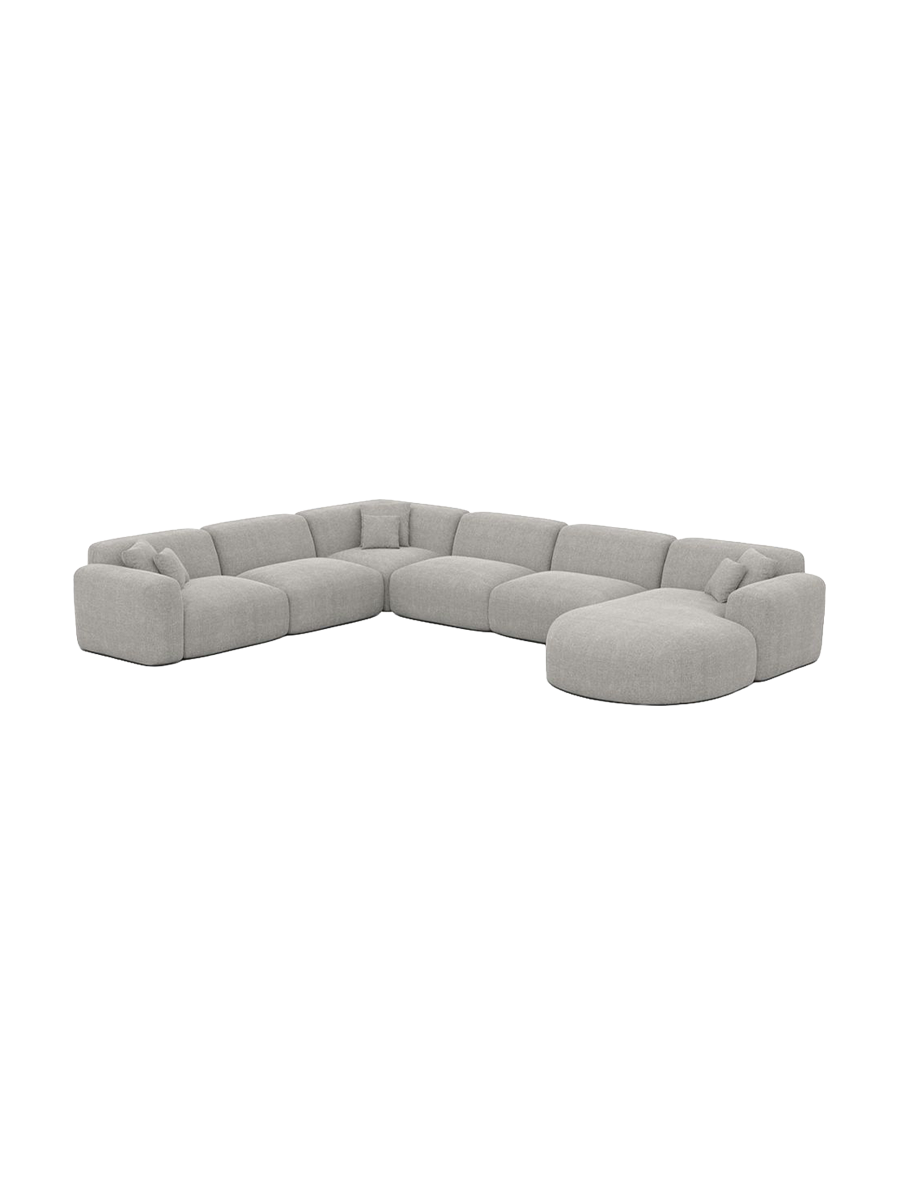 
7-Sitzer Design Panorama-Sofa „Aras XXL“ mit Strukturstoff-Bezug - Strukturstoff Anthrazit / Lange Seite links