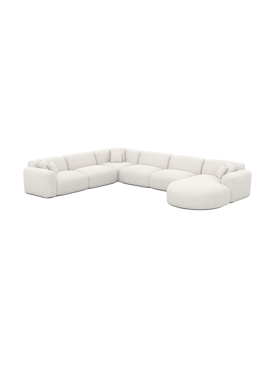 
7-Sitzer Design Panorama-Sofa „Aras XXL“ mit Strukturstoff-Bezug - Strukturstoff Anthrazit / Lange Seite links