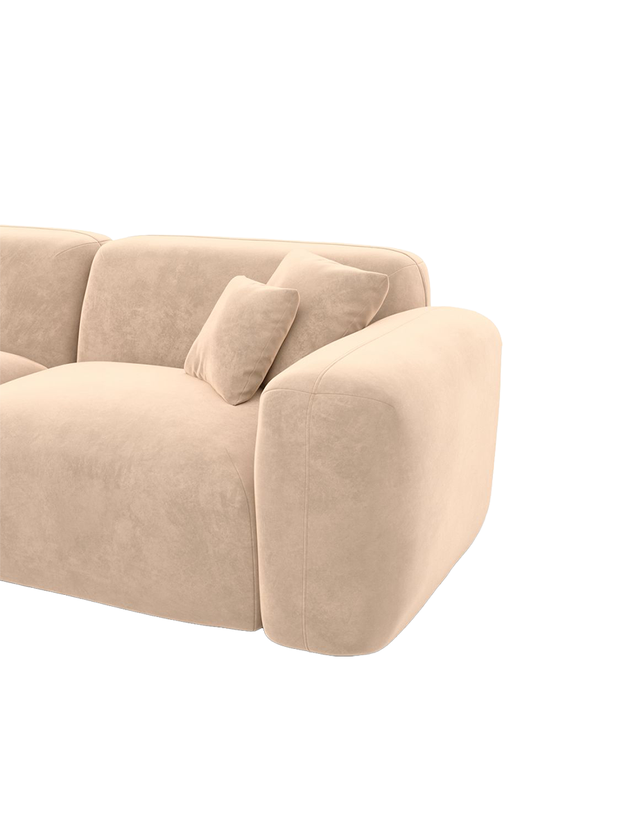 
7-Sitzer Design Panorama-Sofa „Aras XXL“ mit Samtbezug - Samtbezug Beige / Lange Seite links