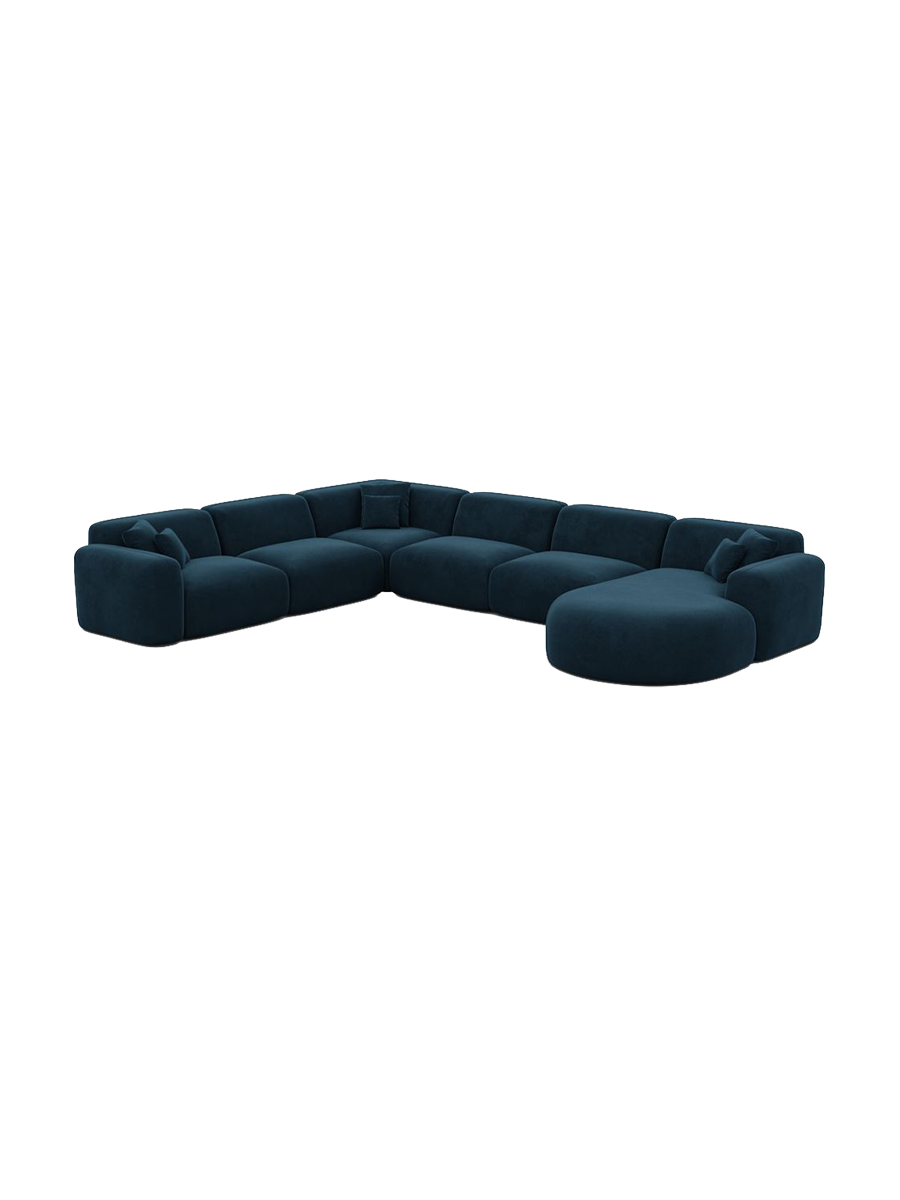 
7-Sitzer Design Panorama-Sofa „Aras XXL“ mit Samtbezug - Samtbezug Beige / Lange Seite links