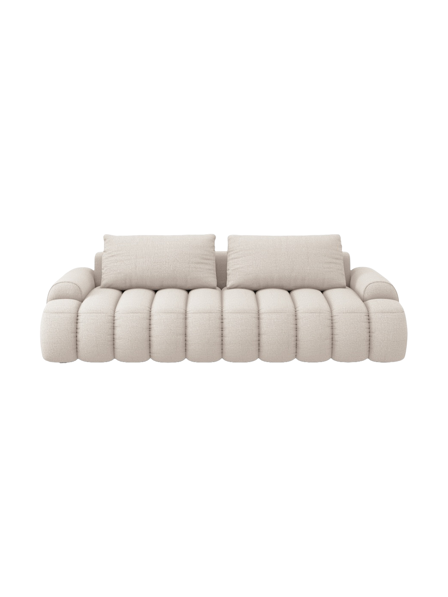 
4-Seater Designer Sofa "Kimi" with Sleeping Function - Structured Fabric Beige