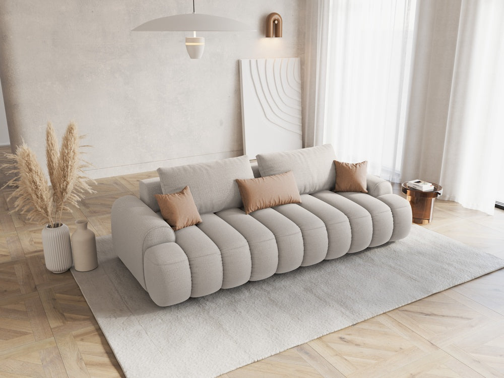 
4-Seater Designer Sofa "Kimi" with Sleeping Function - Structured Fabric Beige