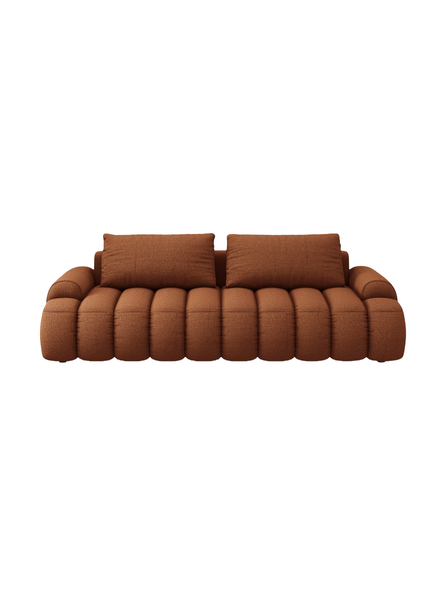 
4-Seater Designer Sofa "Kimi" with Sleeping Function - Structured Fabric Brick