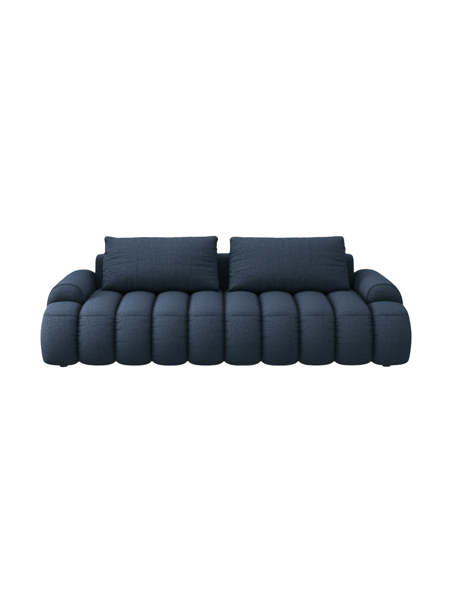 
4-Seater Designer Sofa "Kimi" with Sleeping Function - Structured Fabric Blue
