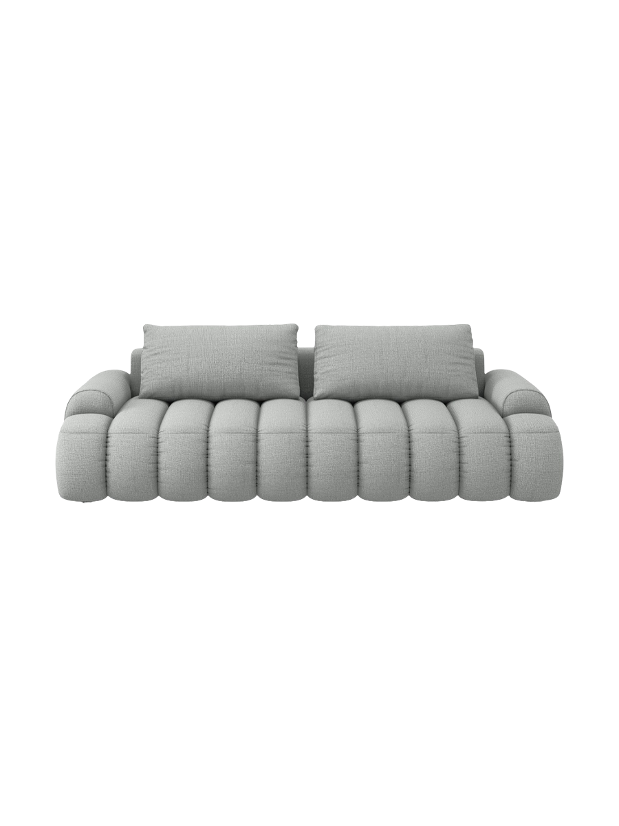 
4-Seater Designer Sofa "Kimi" with Sleeping Function - Structural Fabric Light Grey