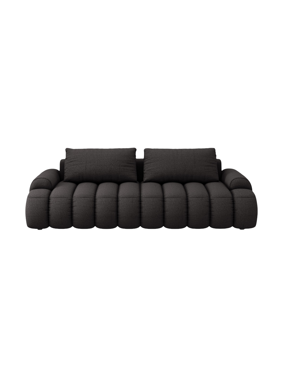 
4-Seater Designer Sofa "Kimi" with Sleeping Function - Structured Fabric Dark Grey