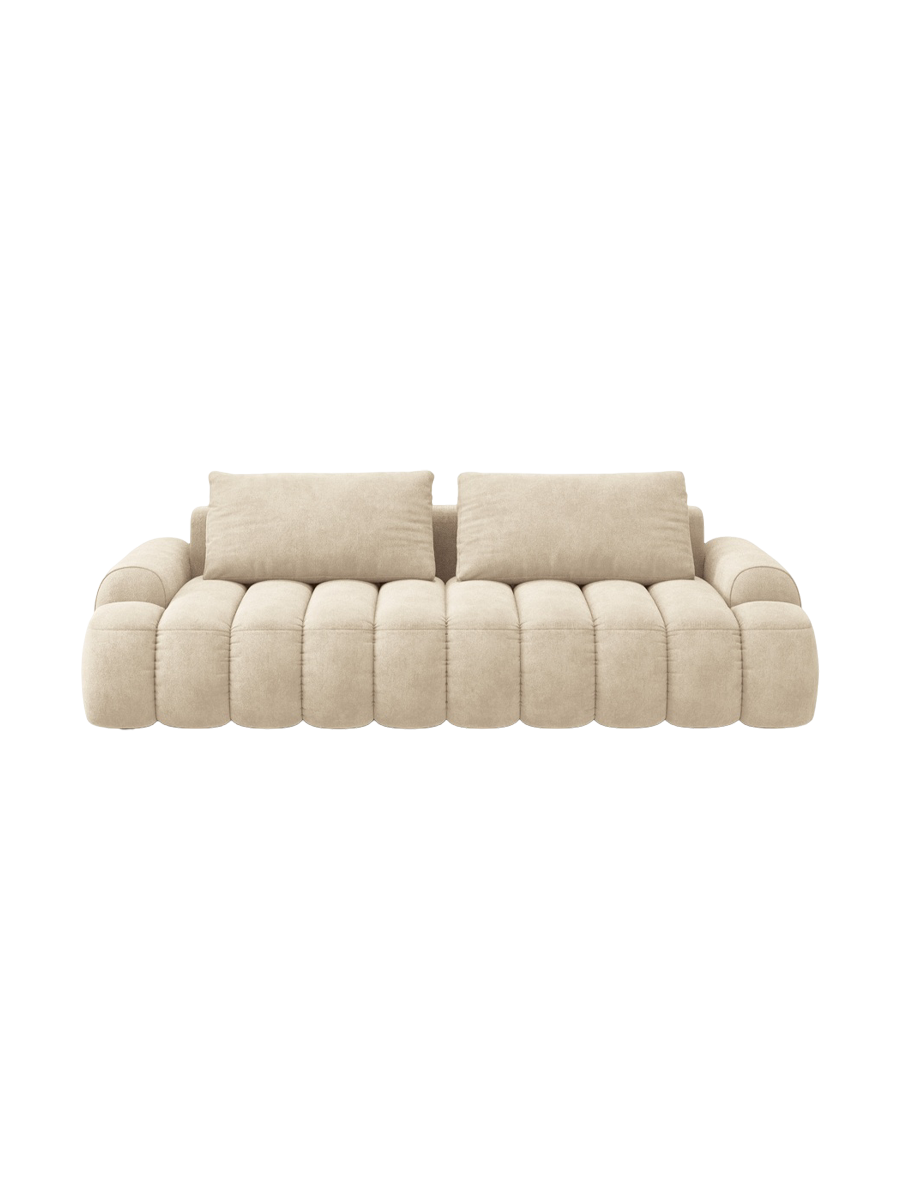 
4-Seater Designer Sofa "Kimi" with Sleeping Function - Velvet Light Beige