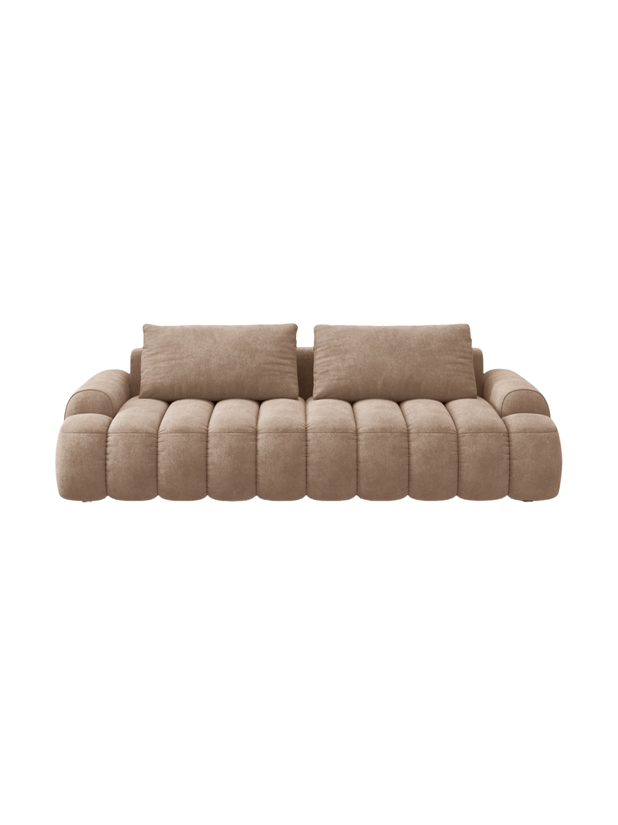 
4-Seater Designer Sofa "Kimi" with Sleeping Function - Velvet Dark Beige