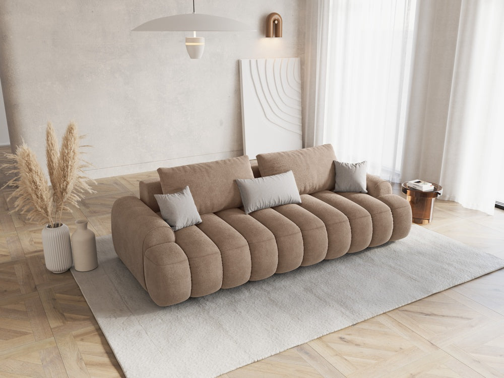 
4-Seater Designer Sofa "Kimi" with Sleeping Function - Velvet Dark Beige