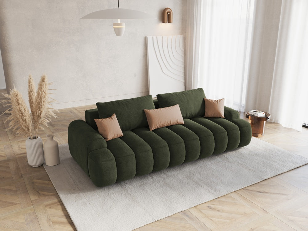 
4-Seater Designer Sofa "Kimi" with Sleeping Function - Velvet Green