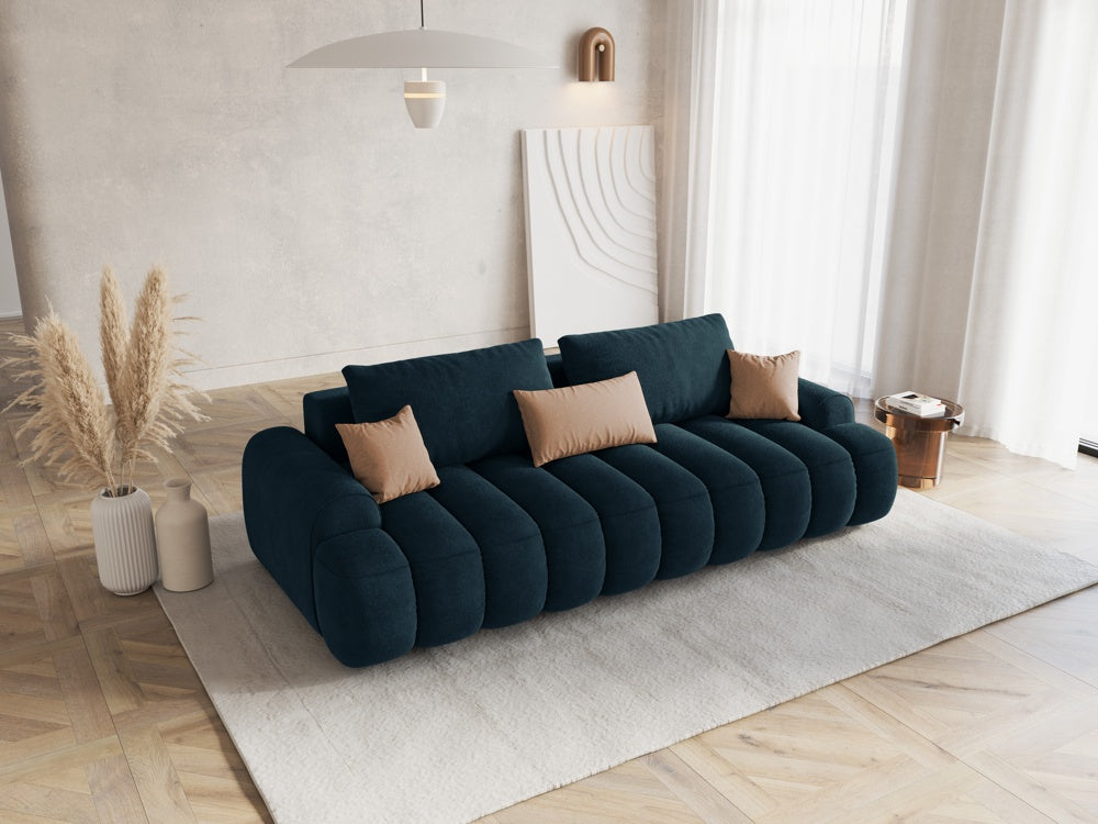 
4-Seater Designer Sofa "Kimi" with Sleeping Function - Velvet Petrol dark