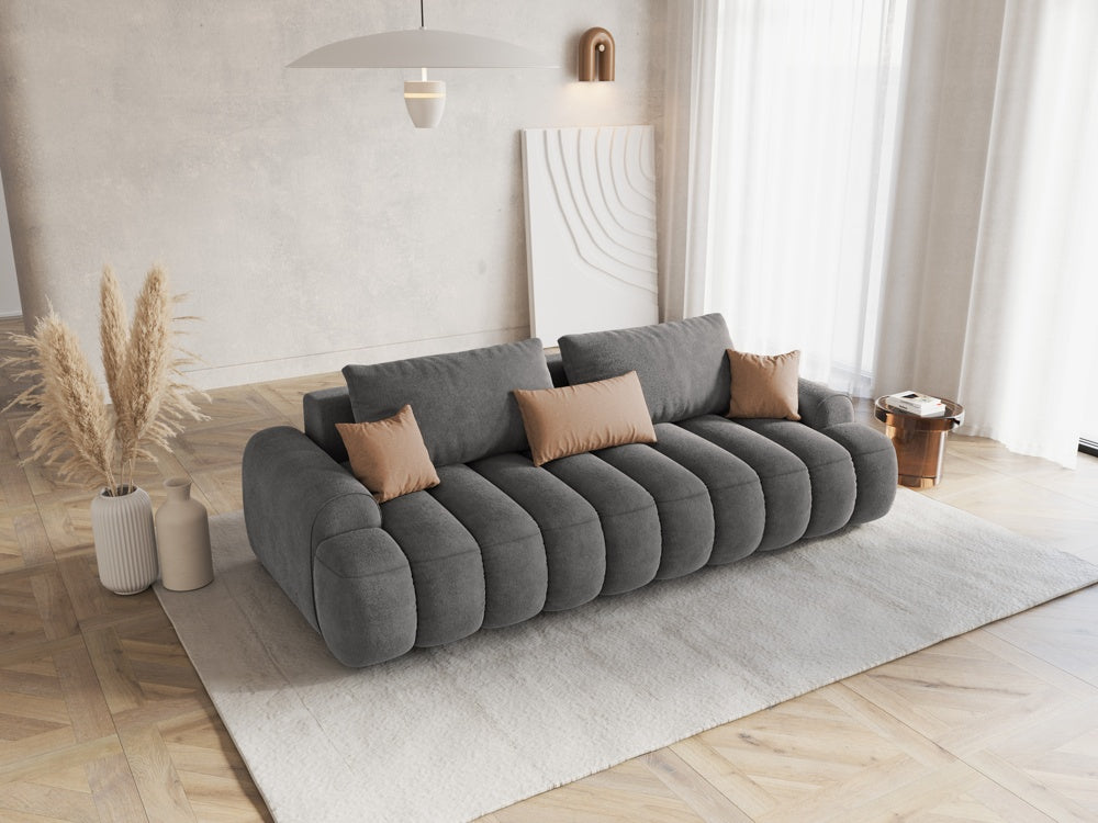 
4-Seater Designer Sofa "Kimi" with Sleeping Function - Velvet Grey