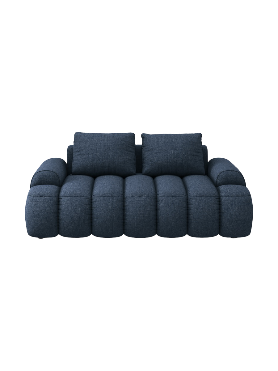 
2-Seater Designer Sofa "Kimi" - Structured Fabric Blue