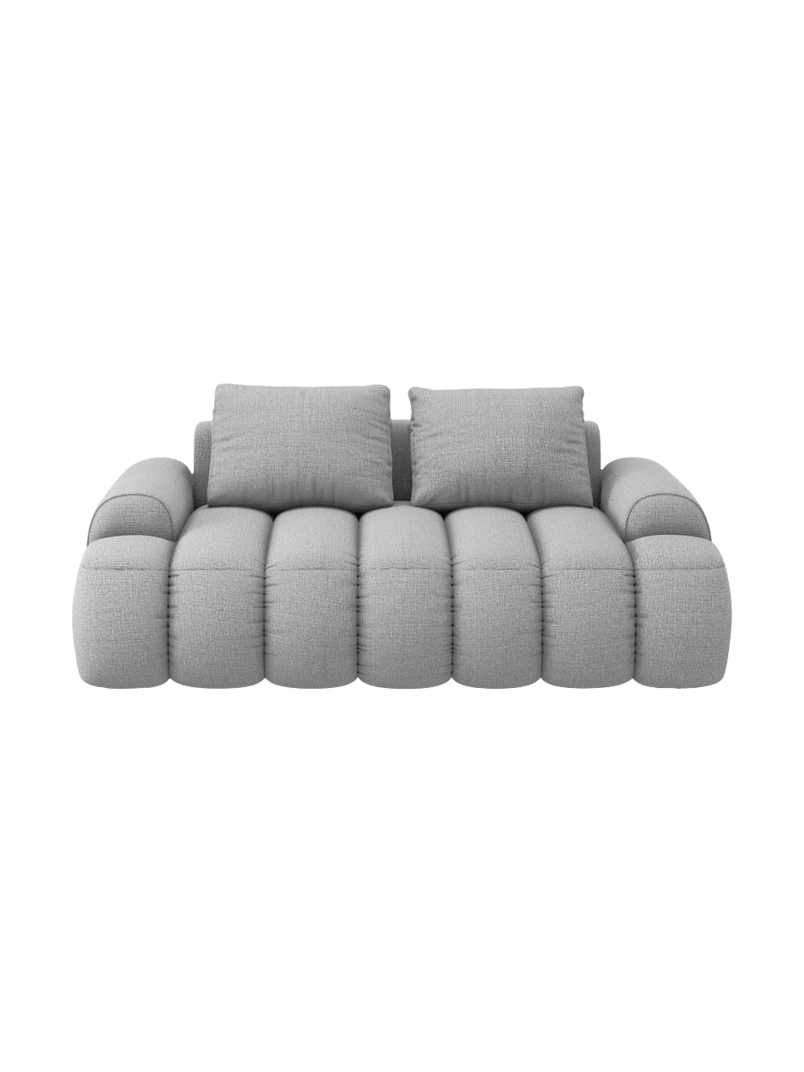 
2-Seater Designer Sofa "Kimi" - Structural Fabric Light Grey