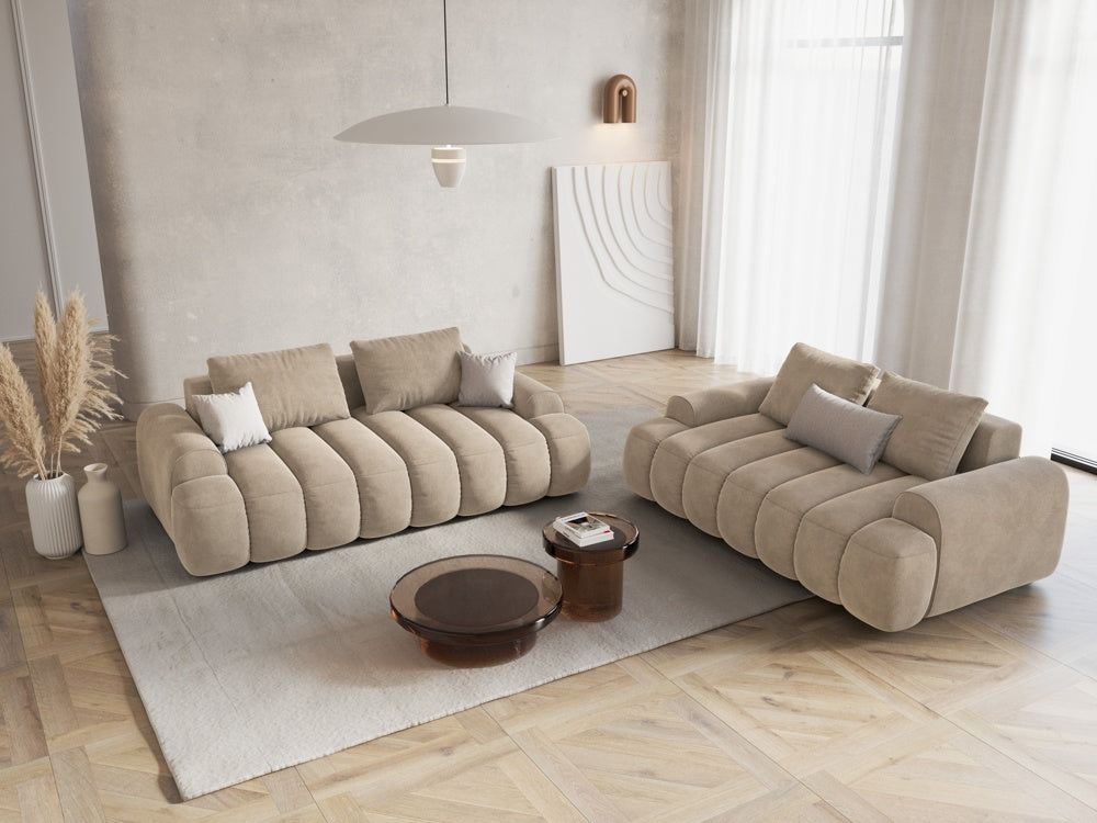 
2-Seater Designer Sofa "Kimi" - Velvet Light Beige