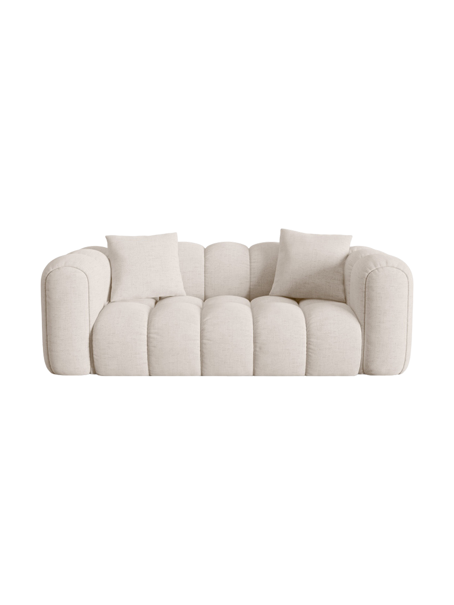
2-Seater Design Sofa "Arden" - Structured Fabric Beige