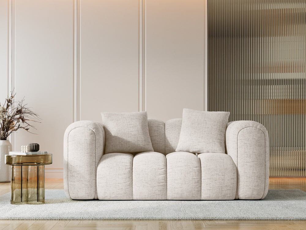 
2-Seater Design Sofa "Arden" - Structured Fabric Beige