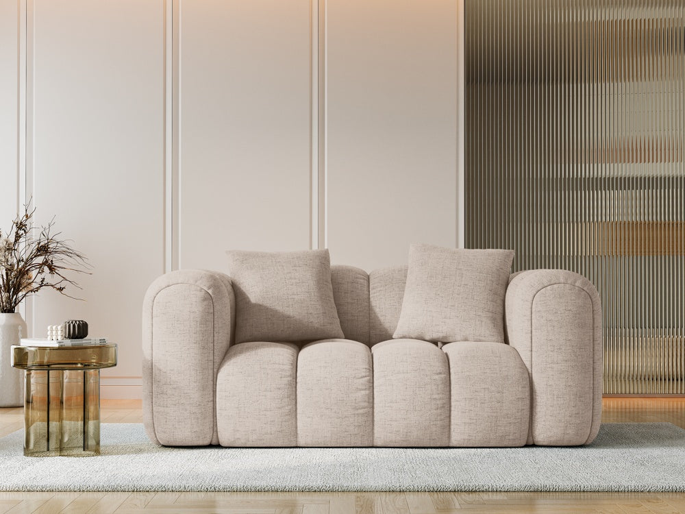 
2-Seater Design Sofa "Arden" - Structured fabric Cappuccino