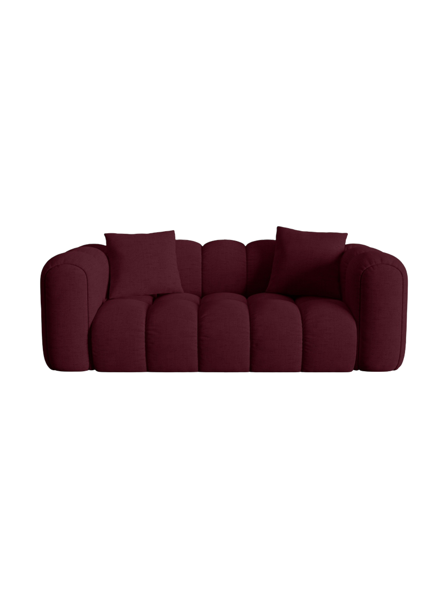 
2-Seater Design Sofa "Arden" - Structured Fabric Bordeaux