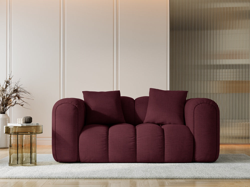 
2-Seater Design Sofa "Arden" - Structured Fabric Bordeaux