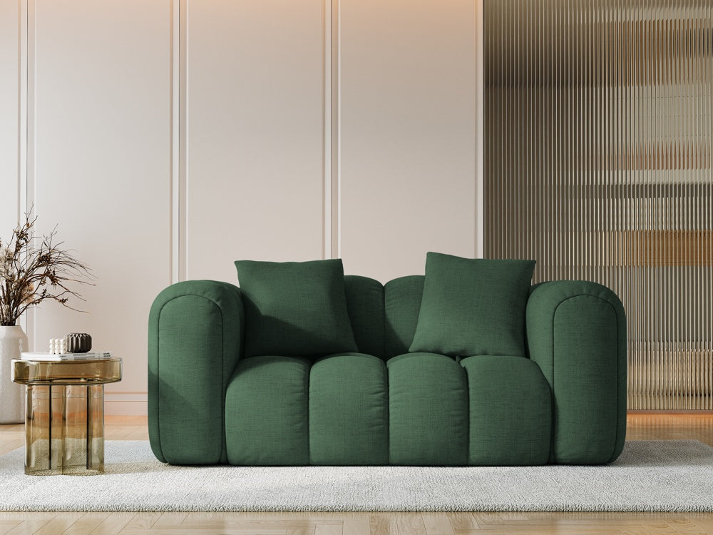 
2-Seater Design Sofa "Arden" - Textured Fabric Green