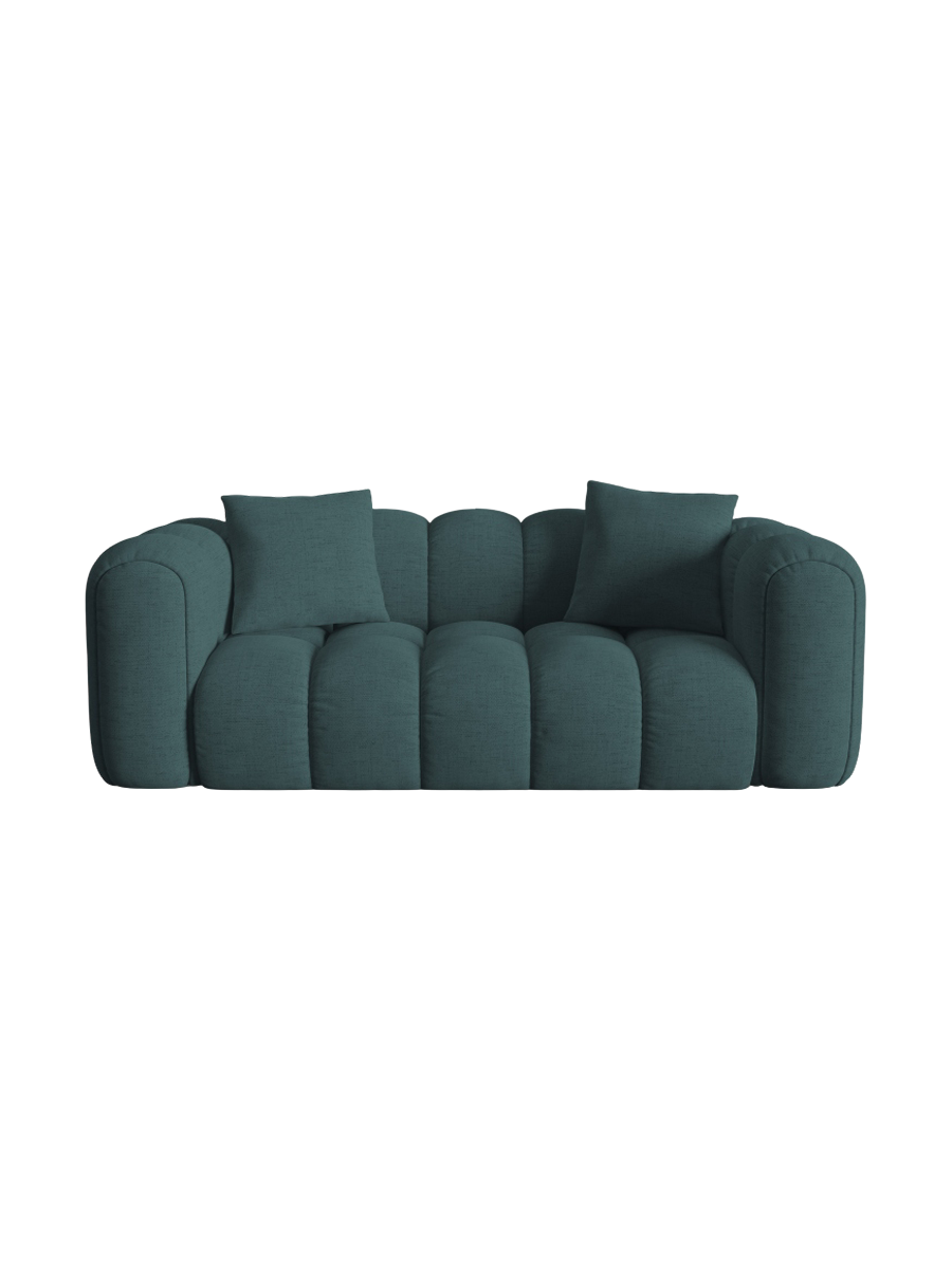
2-Seater Design Sofa "Arden" - Structured Fabric Petrol