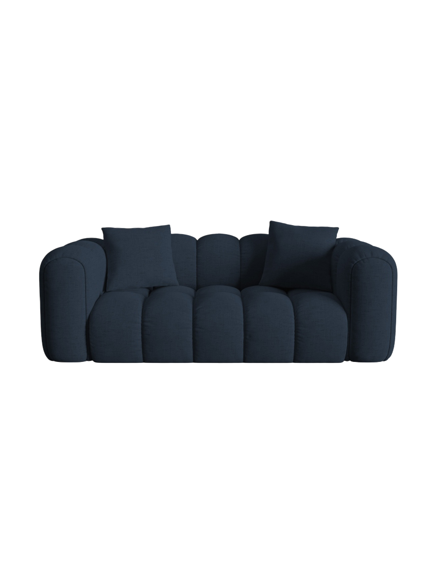 
2-Seater Design Sofa "Arden" - Structured Fabric Dark Blue
