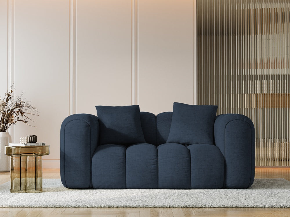 
2-Seater Design Sofa "Arden" - Structured Fabric Dark Blue