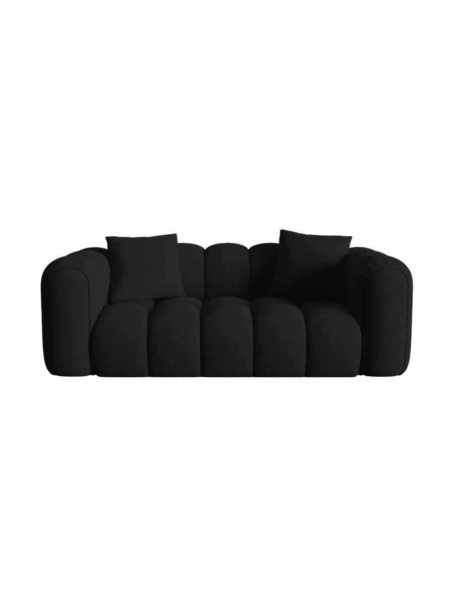 
2-Seater Design Sofa "Arden" - Textured Fabric Black