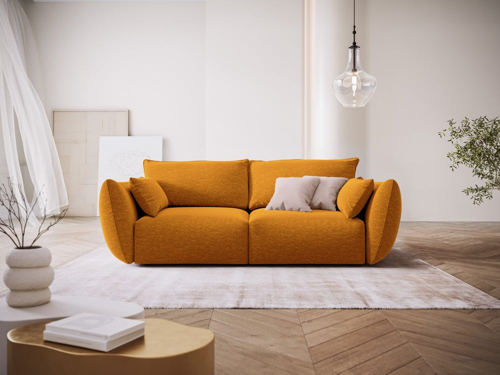 
Canapé design 2 places "Clau" - Chenille jaune moutarde
