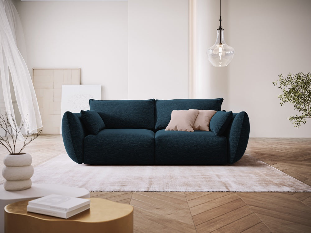 
Canapé design 2 places "Clau" - Chenille bleu roi
