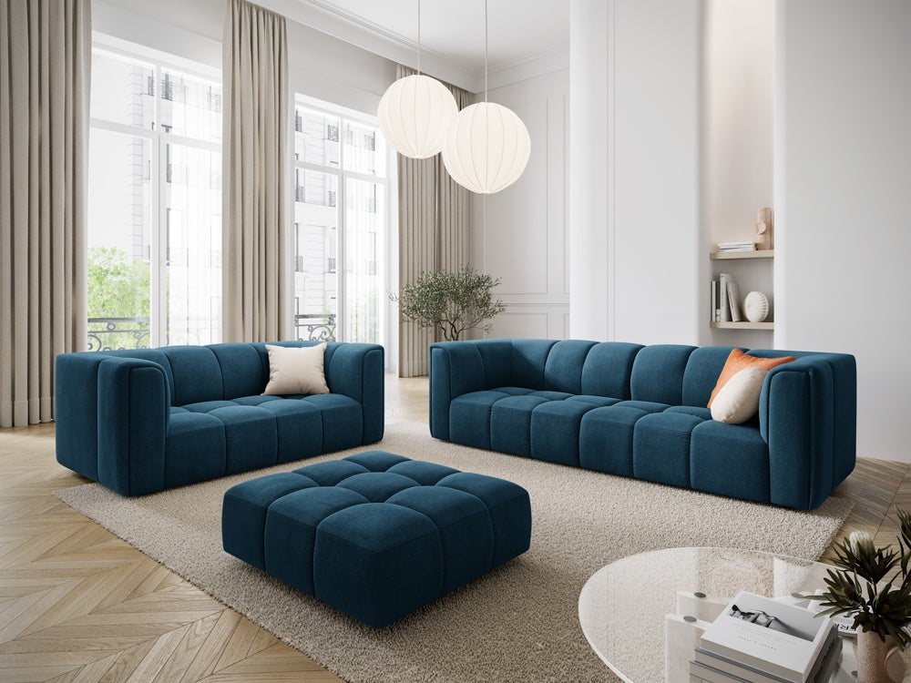 
2-Sitzer Design Sofa "Adams" - Chenille Königsblau
