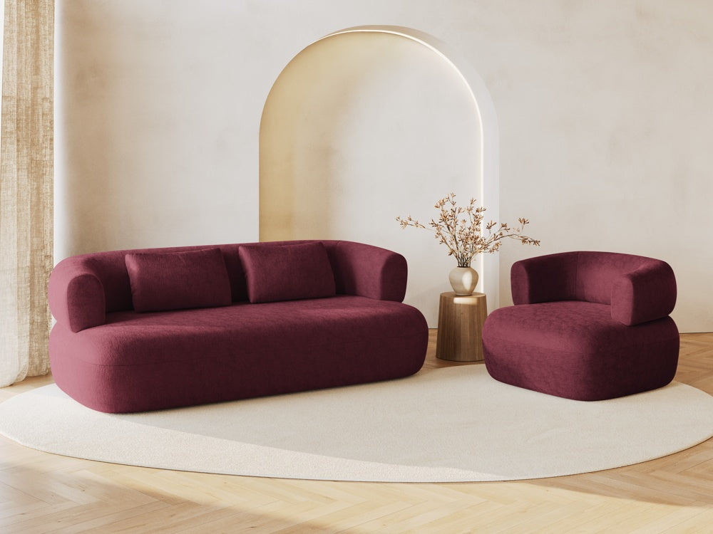 
2-Seater Design Sofa "Estro" - Chenille Cherry