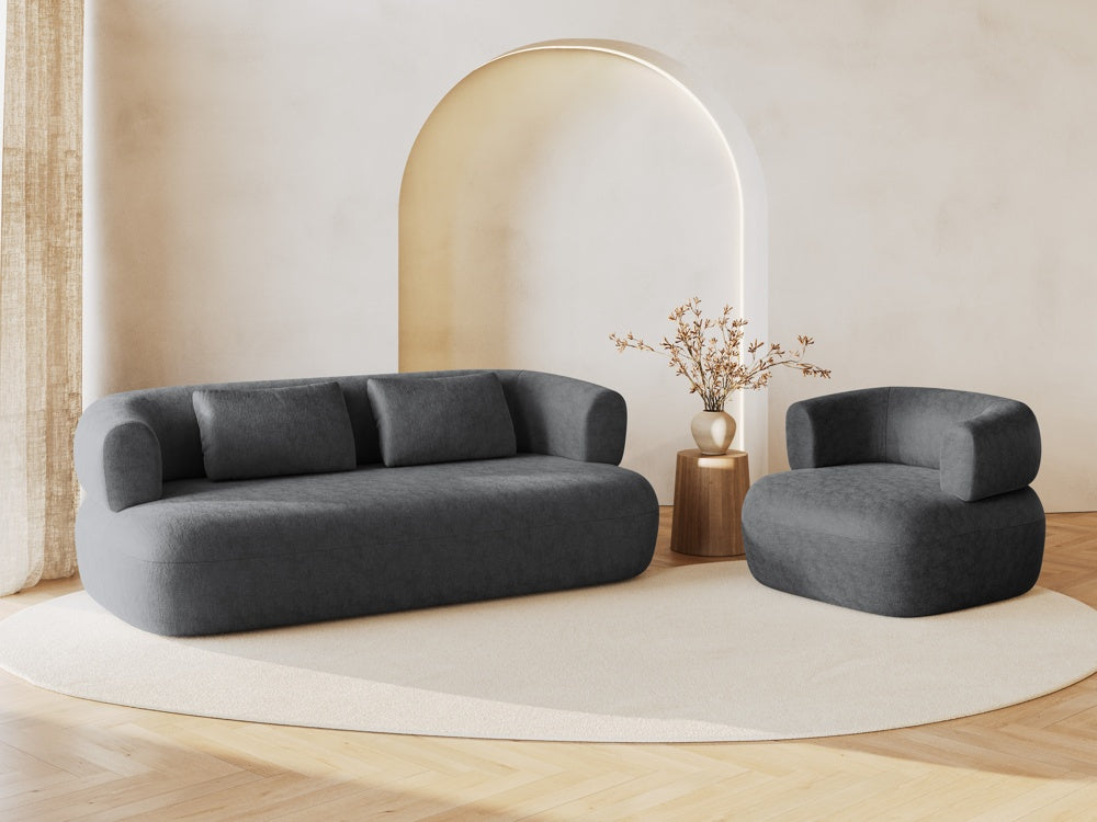 
2-Seater Design Sofa "Estro" - Chenille Dark Grey