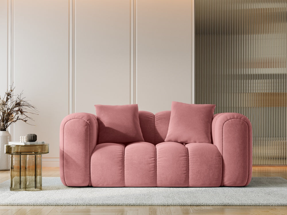 
2-Seater Design Sofa "Arden" - Velvet Flamingo Pink