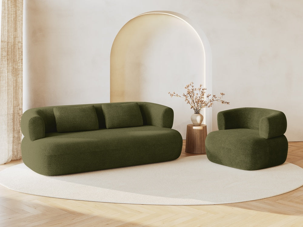 
2-Seater Design Sofa "Estro" - Bouclé Green