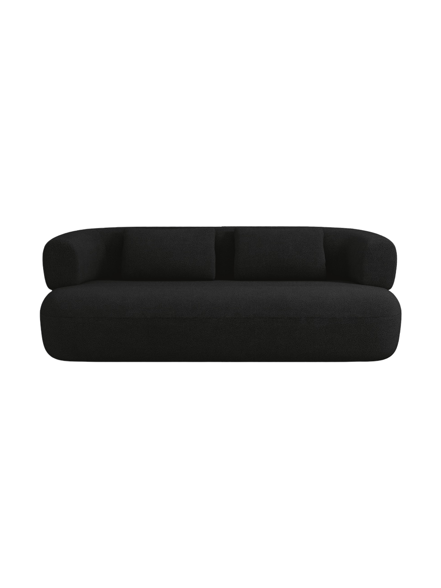 
2-Seater Design Sofa "Estro" - Black bouclé