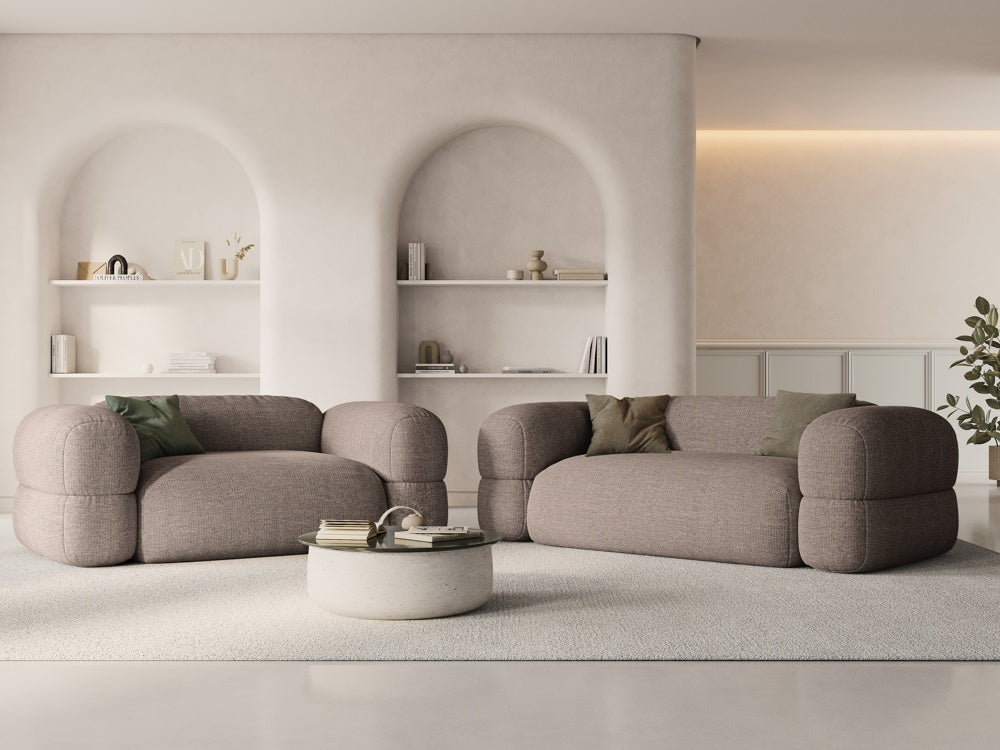 
2-Sitzer Design Sofa "Lony" - Strukturstoff Cappuccino