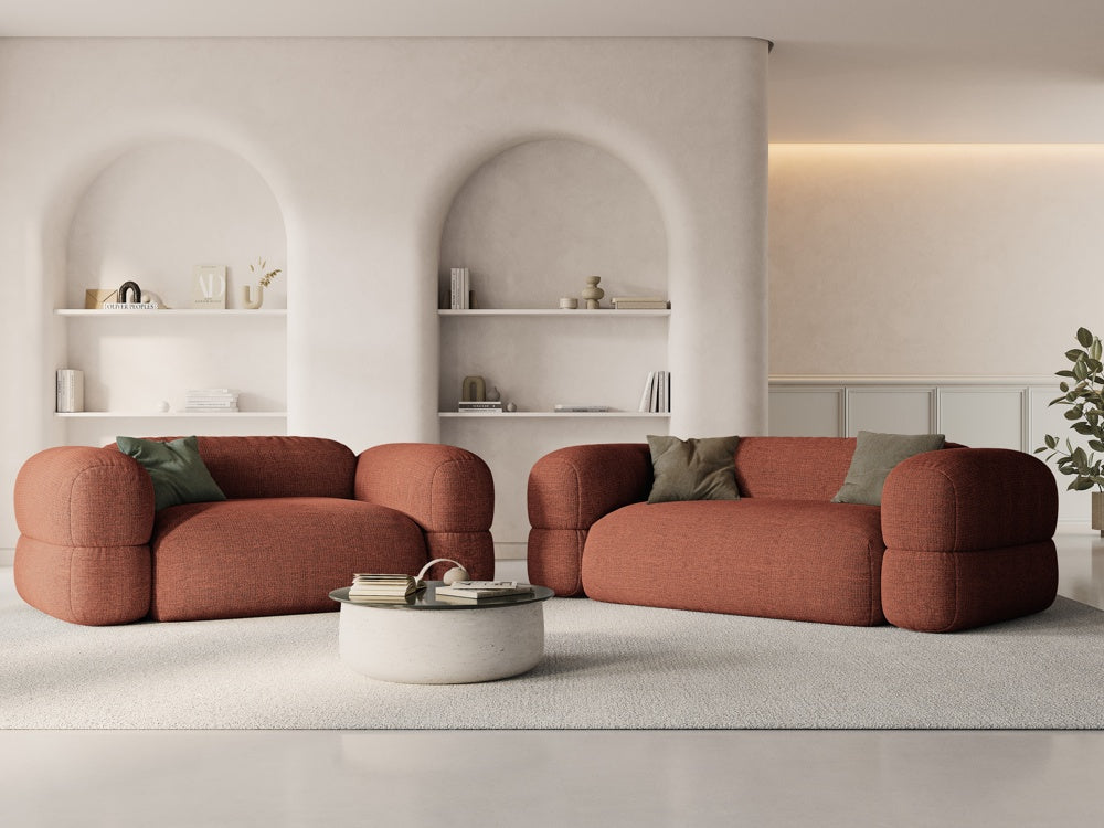 
2-Sitzer Design Sofa "Lony" - Strukturstoff Coral