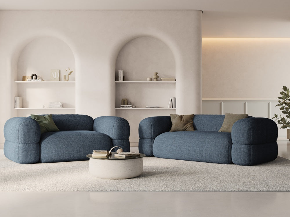 
2-Sitzer Design Sofa "Lony" - Strukturstoff Dunkelblau