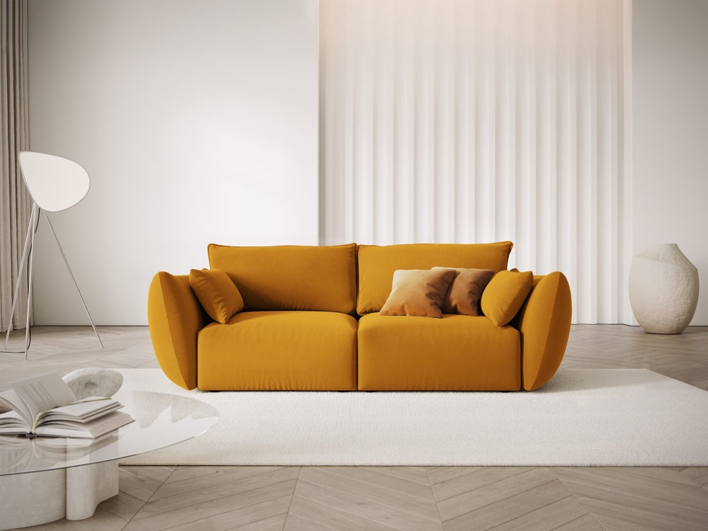 
Canapé design 2 places "Clau" - Velours moutarde