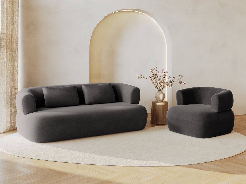 
2-Seater Design Sofa "Estro" - Velvet Dark Grey
