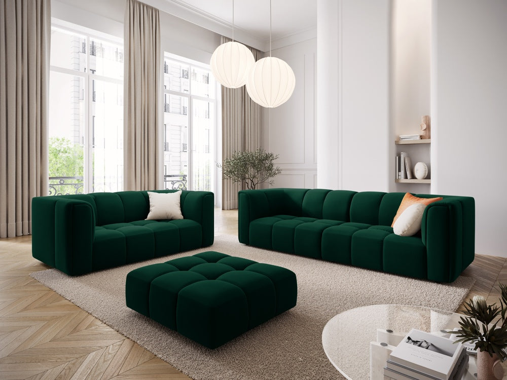 
2-Sitzer Design Sofa "Adams" - Samt Flaschengrün